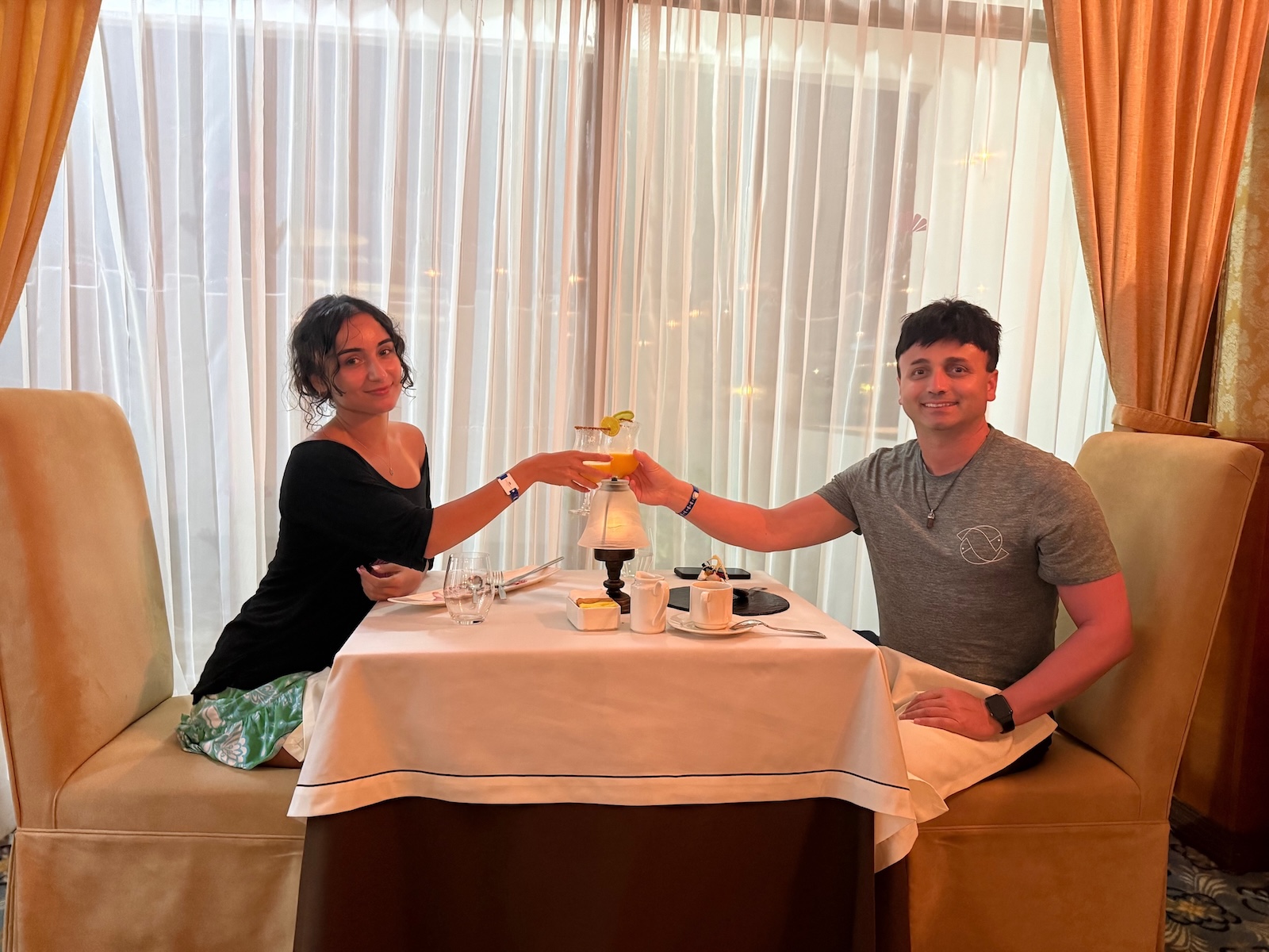 Celebrating Thanksgiving Day with magnificent French cuisine. A toast to gratitude and great company.